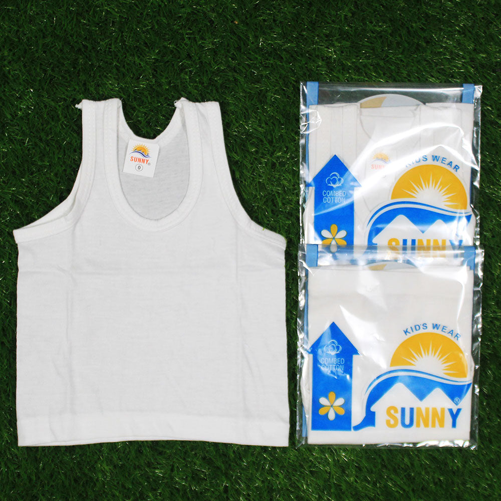Baby Pack Of 3 Pcs Sleeveless Soft Combed Cotton Vest White Banyan for 0-12 Months