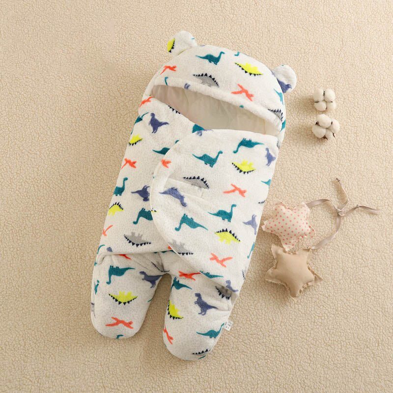 Imported Winter Baby Sleeping Bag Flannel Swaddle Wrap with Legs Hood Receiving Blanket 0-9 Months