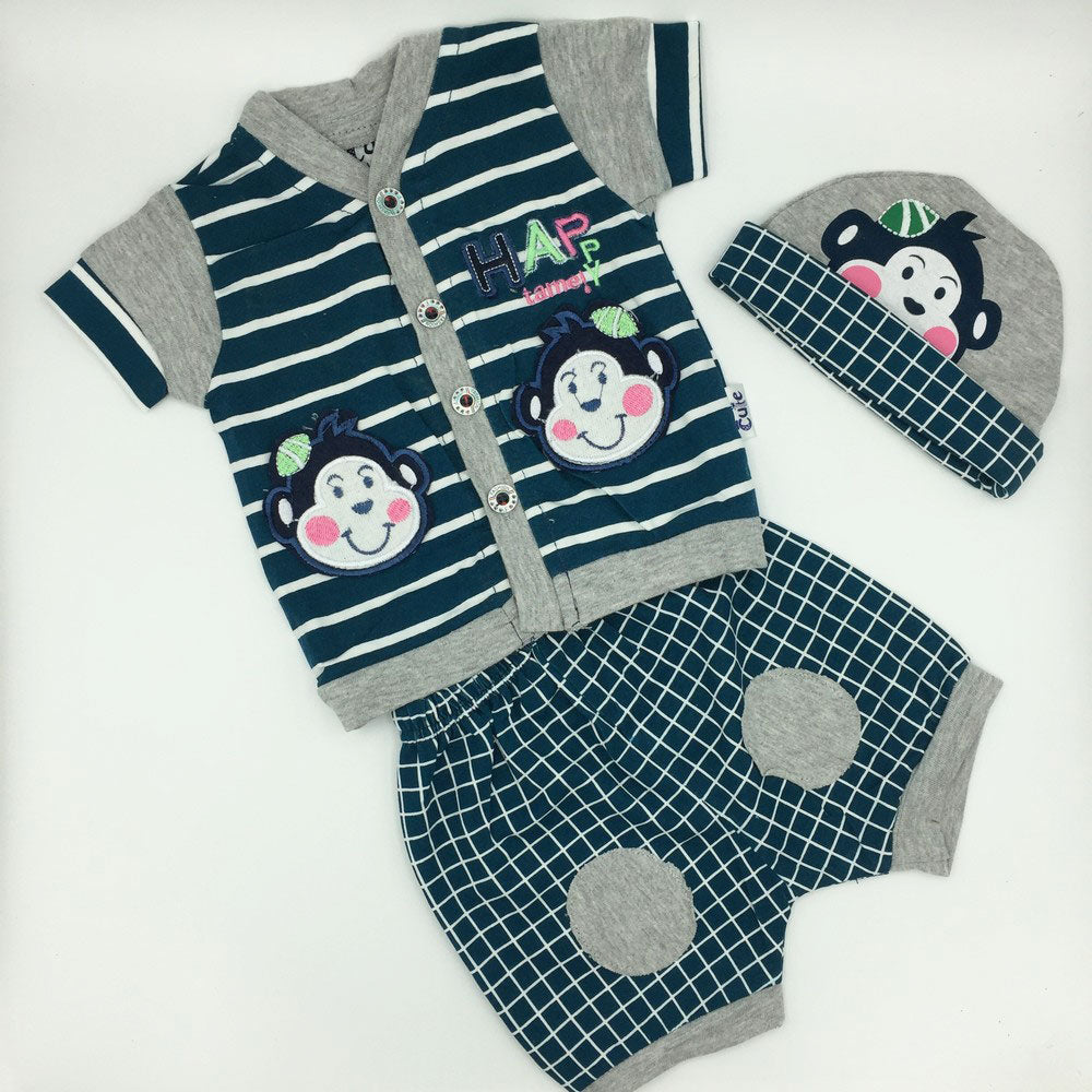 Newborn Baby Cute Monkey Dress with Cap for 0-3 Months
