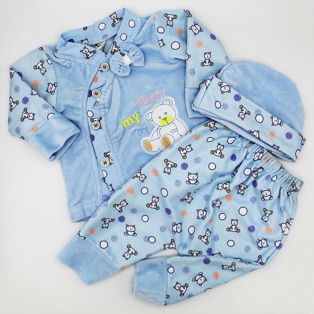 Newborn Baby Winter Velvet Teddy Bear Suit Set for 0-3 Months