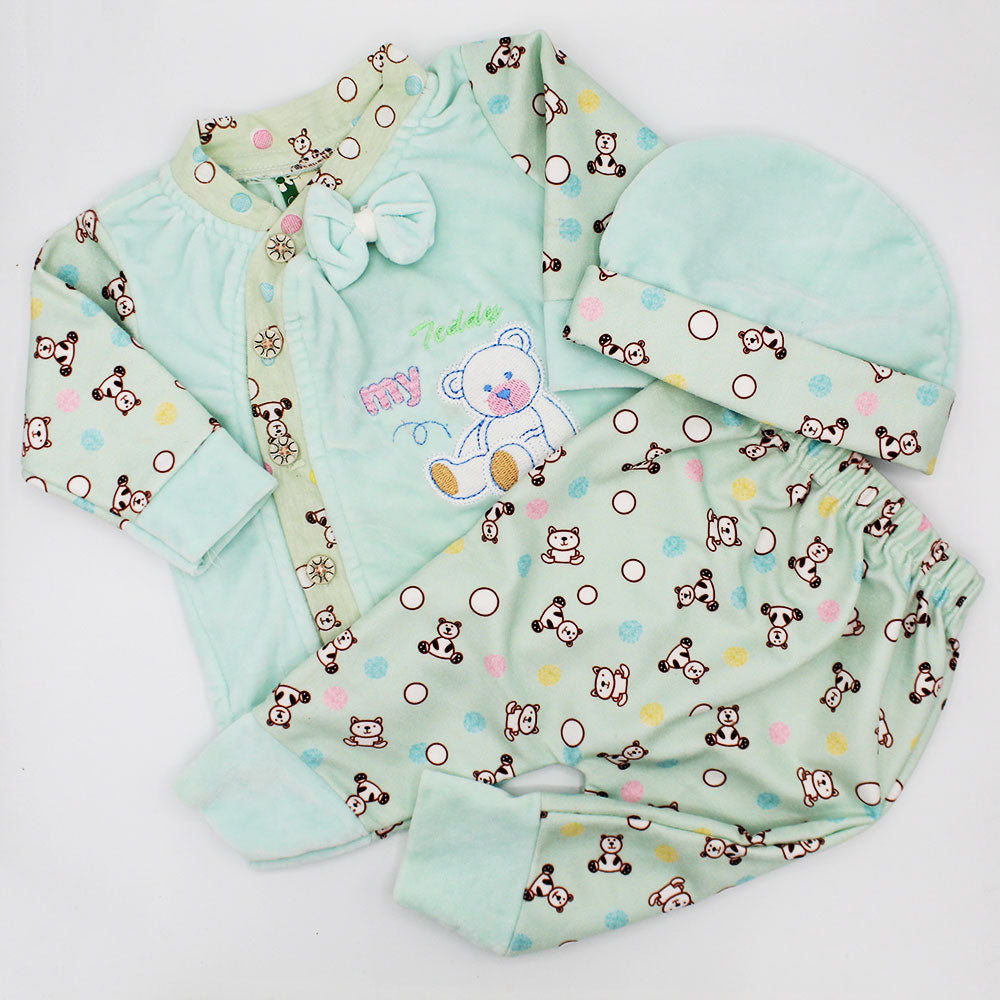 Newborn Baby Winter Velvet Teddy Bear Suit Set for 0-3 Months