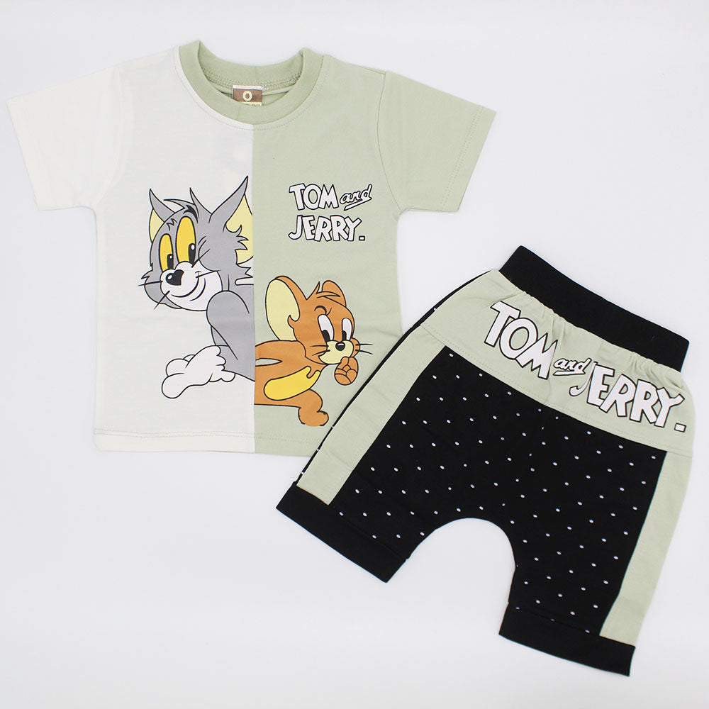 Kids Tom and Jerry Dress with Cute Two Colored Shorts for 12 Months - 3 Years