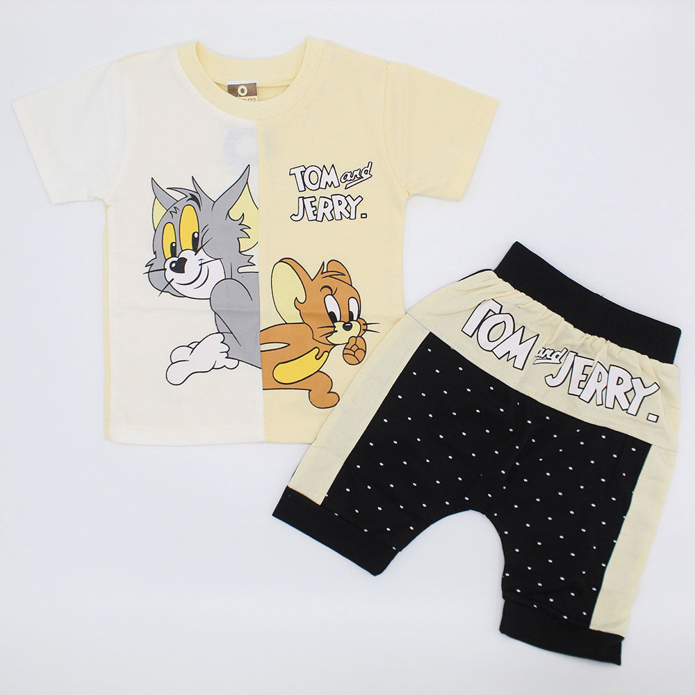 Kids Tom and Jerry Dress with Cute Two Colored Shorts for 12 Months - 3 Years