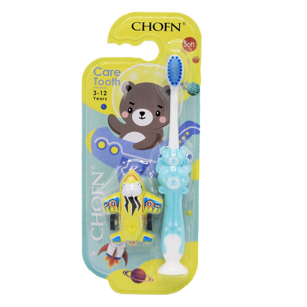 Imported Baby Cartoon Toothbrush Soft Bristle Protect The Gums Playful Bear Handle Children Kids Toothbrush With Airplane Toy