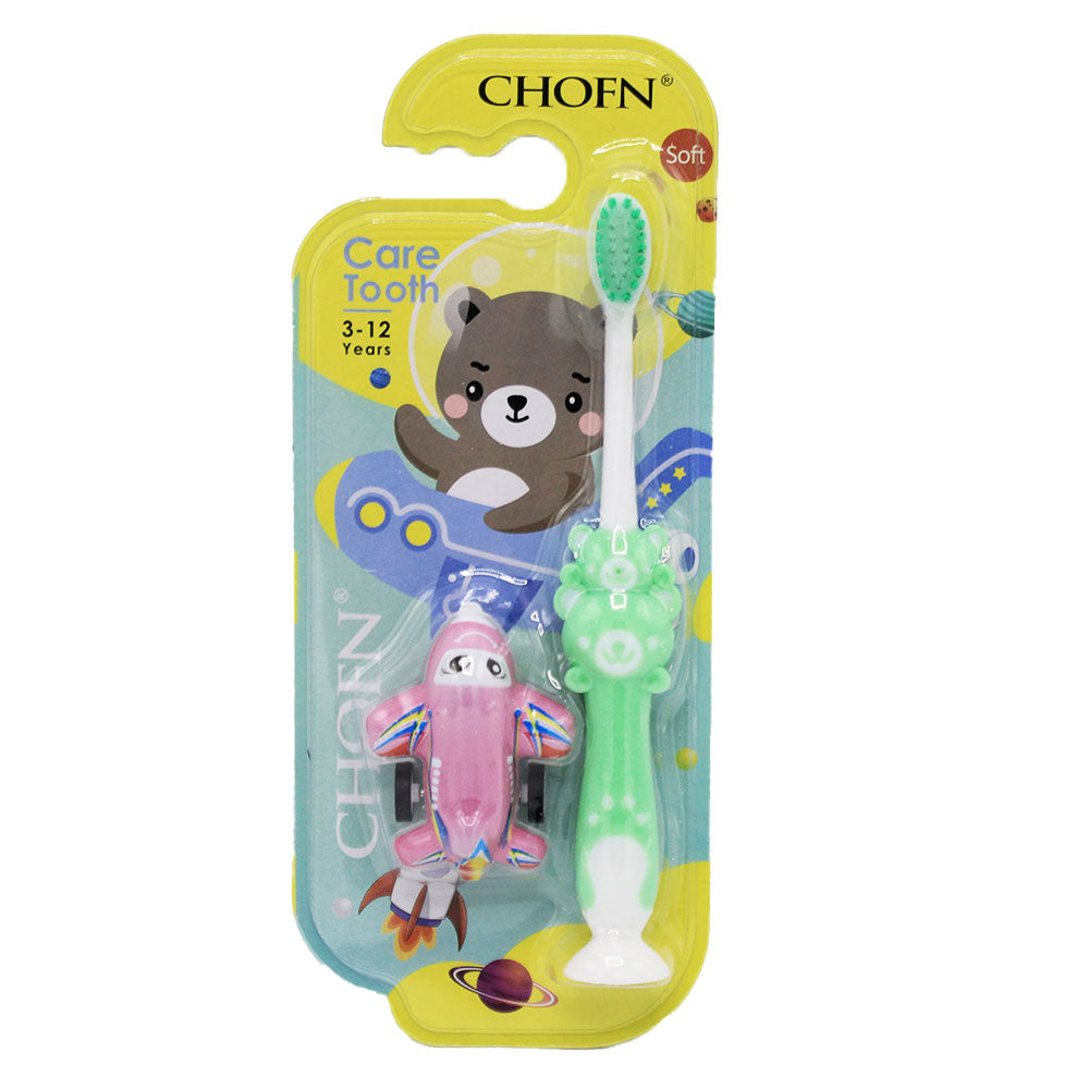 Imported Baby Cartoon Toothbrush Soft Bristle Protect The Gums Playful Bear Handle Children Kids Toothbrush With Airplane Toy