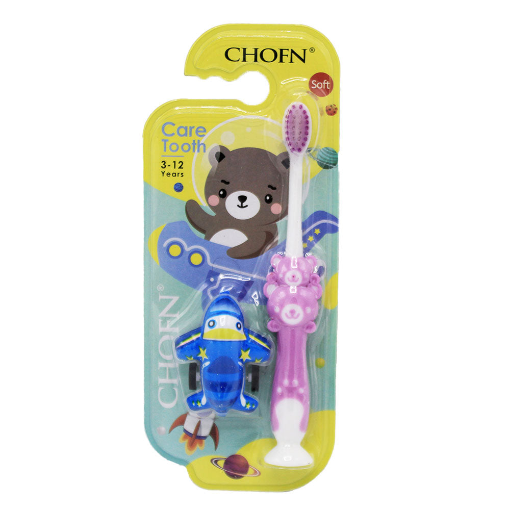Imported Baby Cartoon Toothbrush Soft Bristle Protect The Gums Playful Bear Handle Children Kids Toothbrush With Airplane Toy