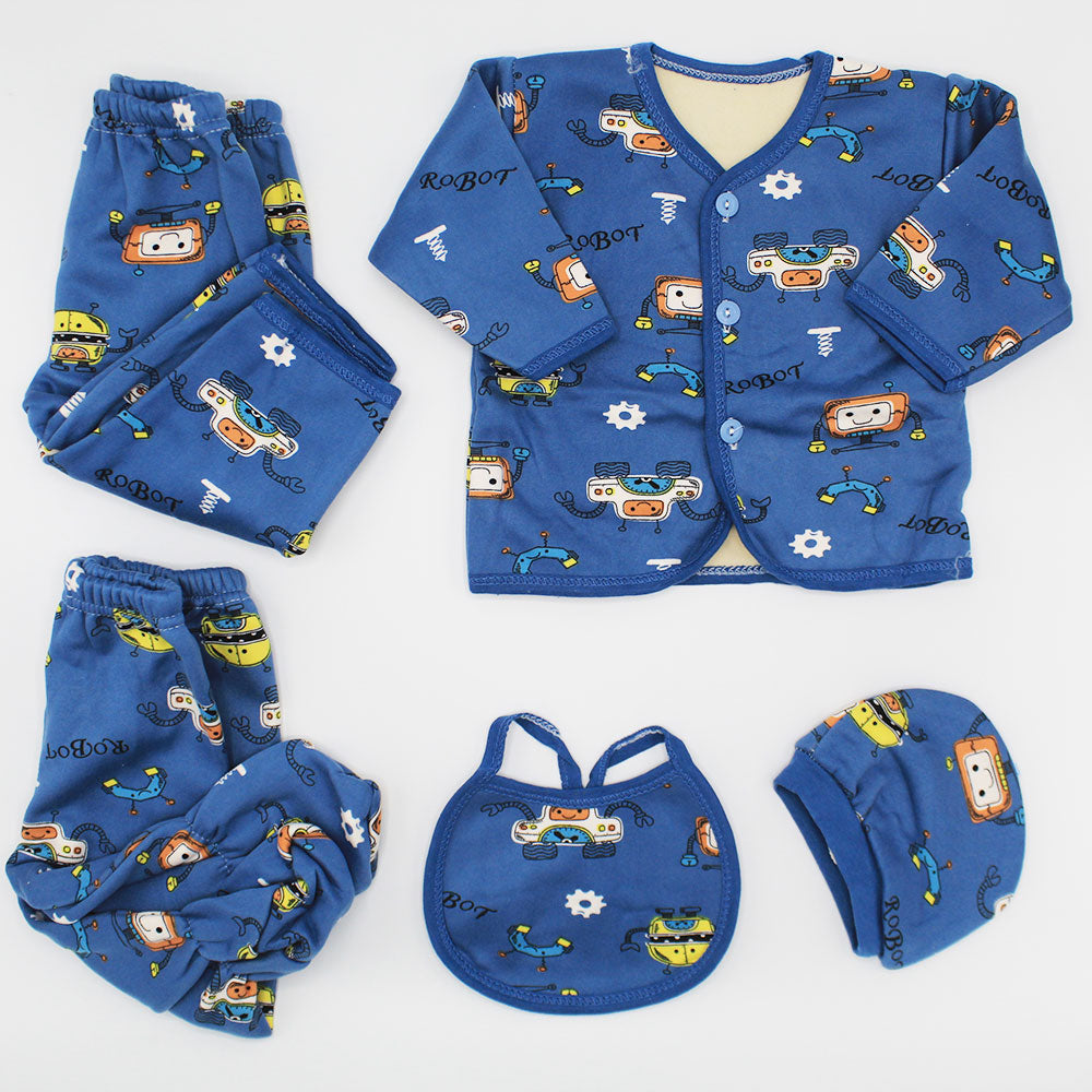 Imported Newborn Baby Winter Velvet 5 Pcs Starter Set 0-3 Months