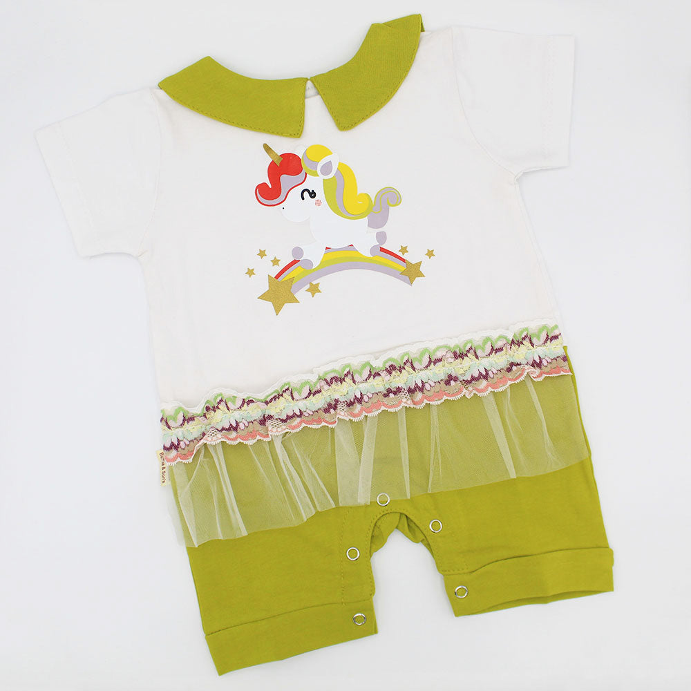 Baby Girl Unicorn Frilly Romper for 0-12 Months