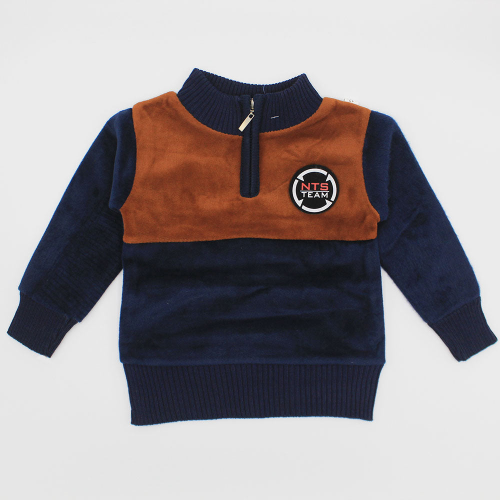 Imported Baby Kids Winter Dual Color Warm Sweaters Long Sleeve Half Zipper Pullover for 6 -24 Months